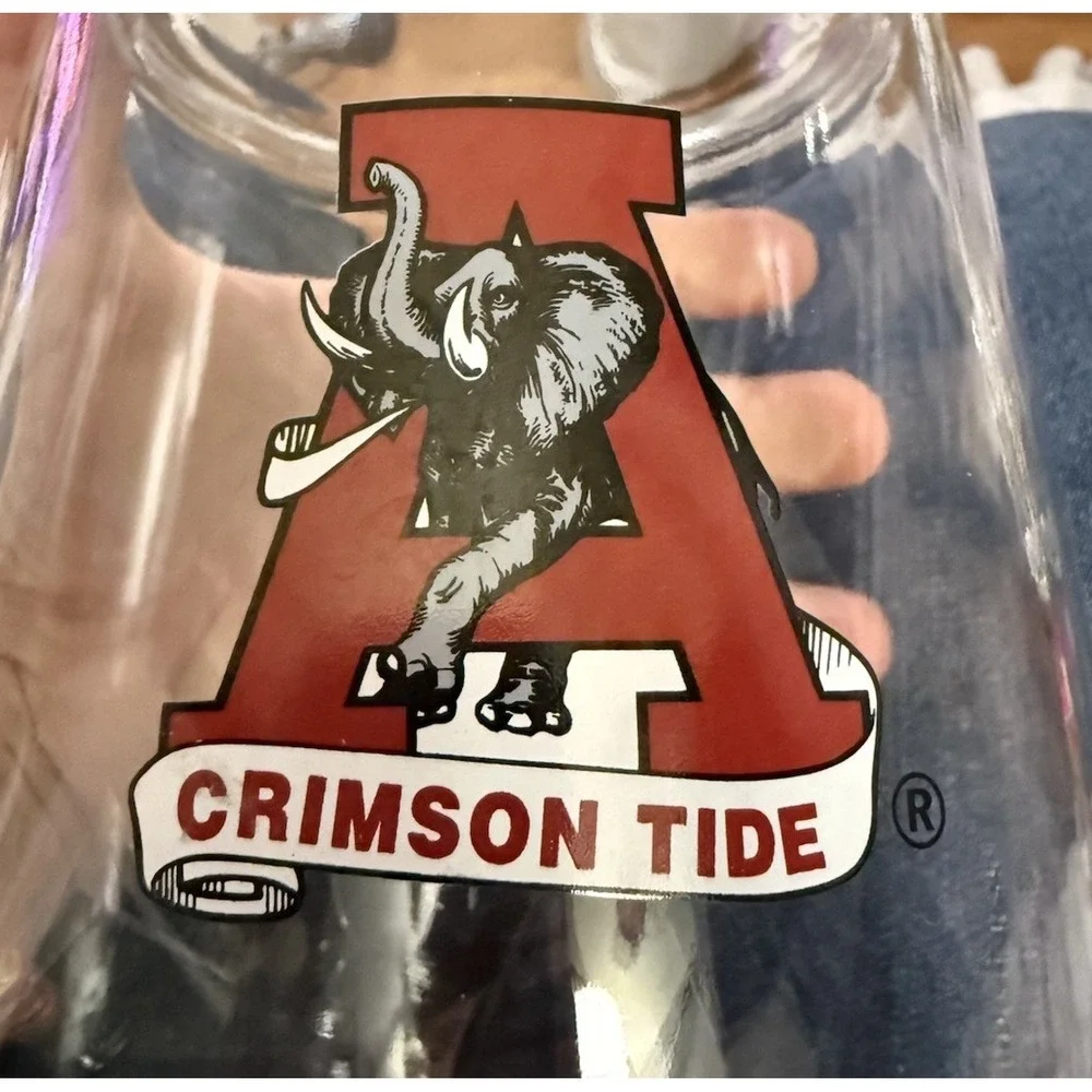 University Alabama CRIMSON TIDE Large Heavy Glass Beer Pitcher Arcoroc/France 9